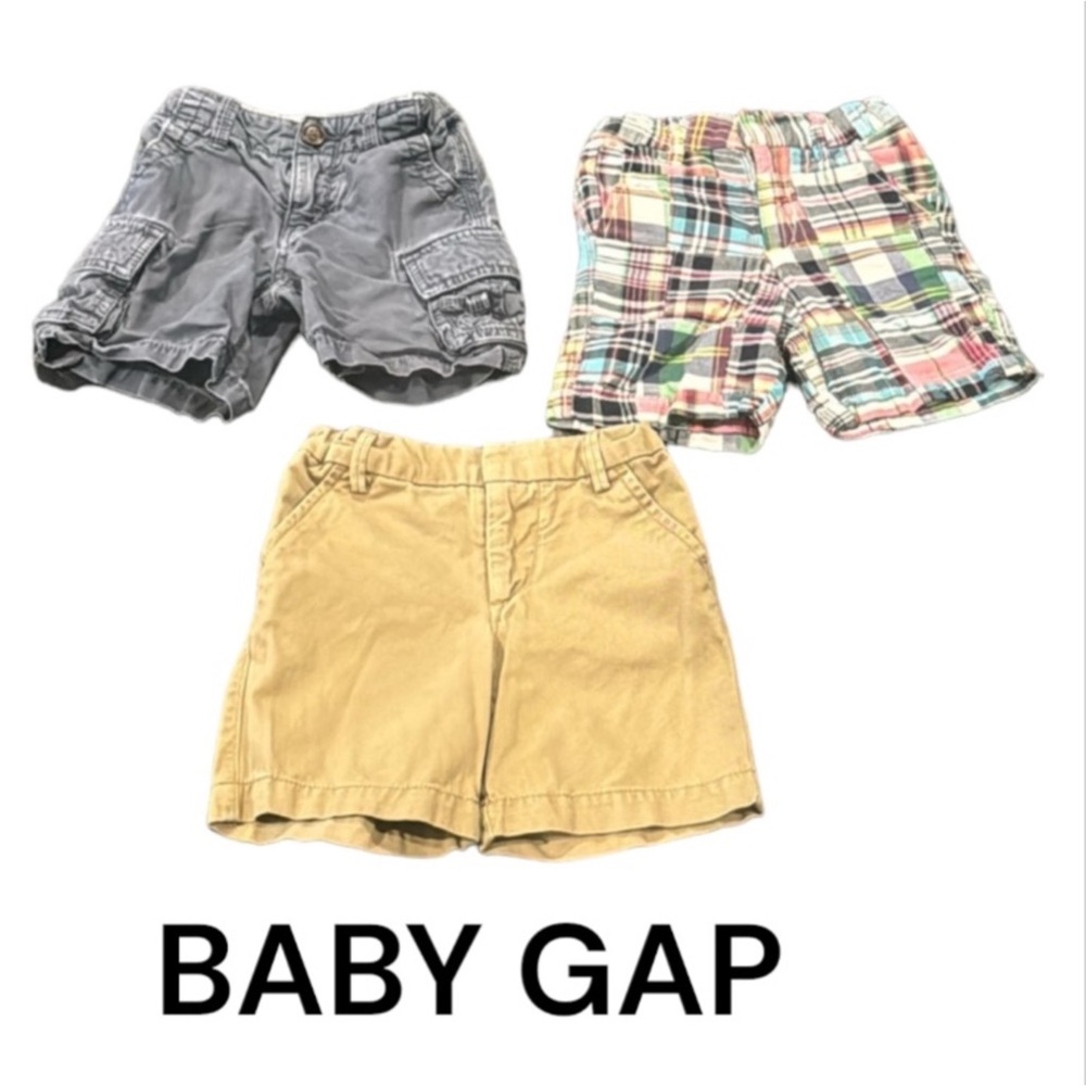 3 pair lot Baby Gap boys shorts sz 18-24 M